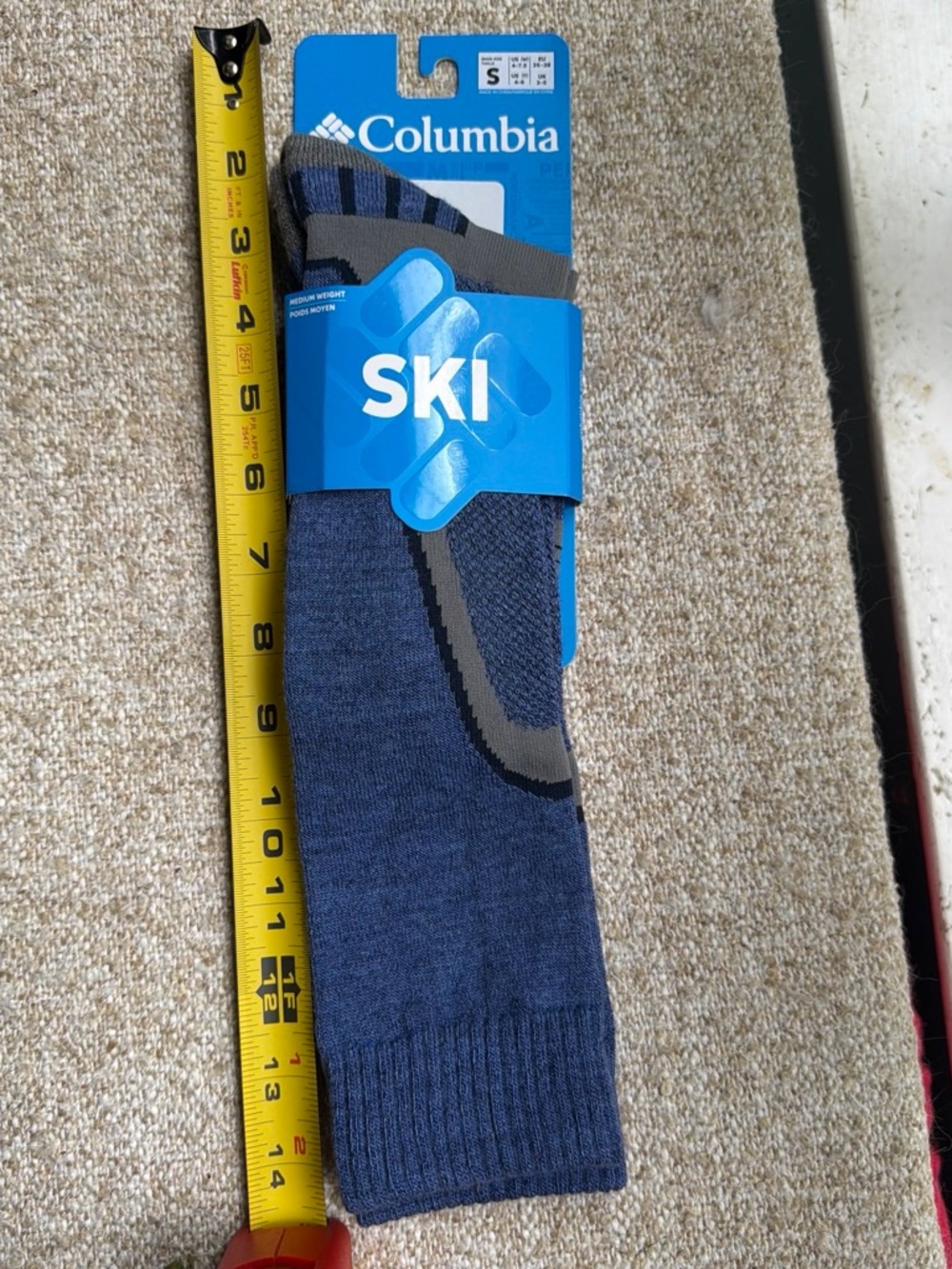 Columbia Blue and Gray Ski Socks - Medium Weight